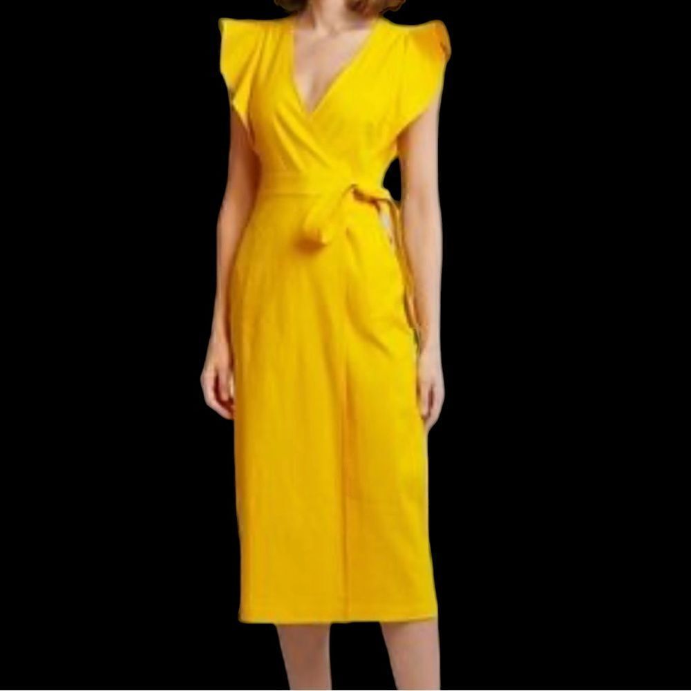 A.LC. Yellow Walker Wrap Dress Size 4